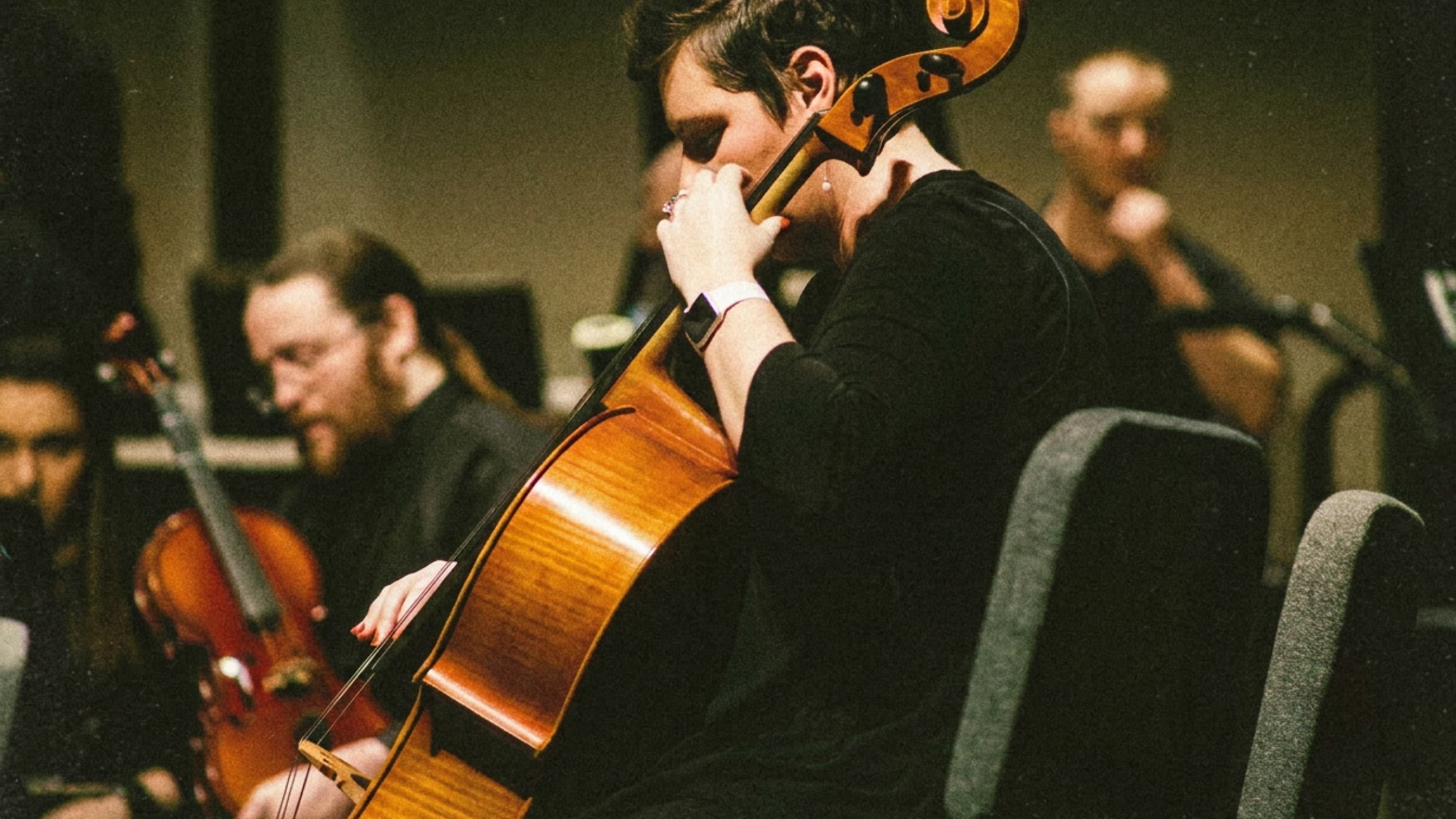 A musician settling in before the first note
