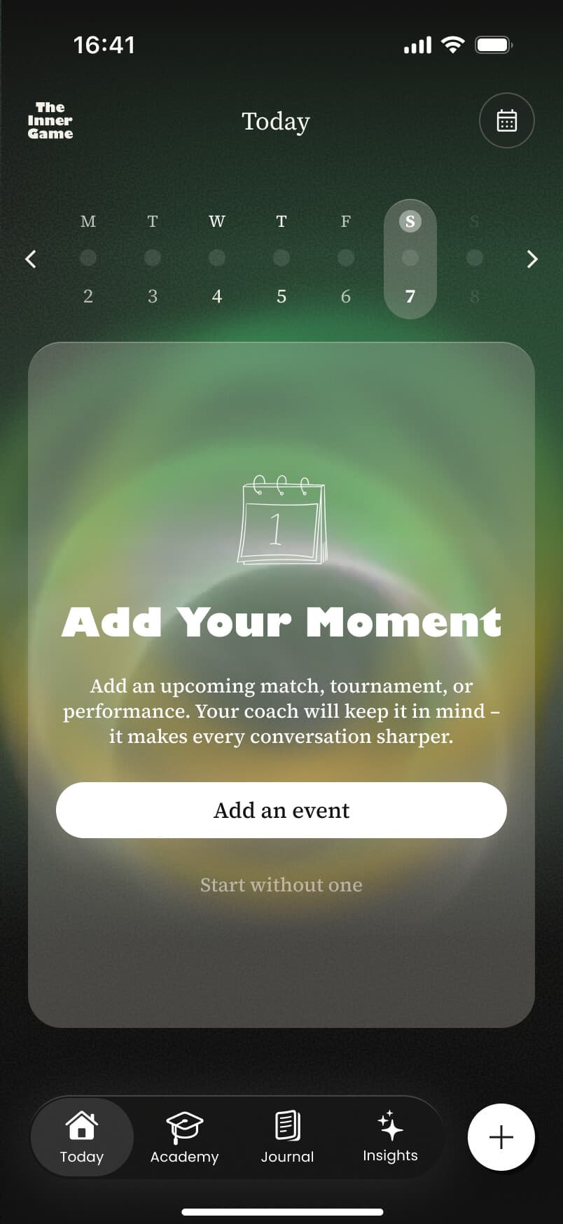 The Inner Game app — Moment screen